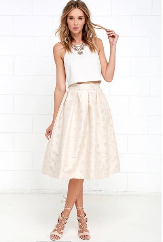 Beauty in Abundance Light Gold Jacquard Midi Skirt, size M