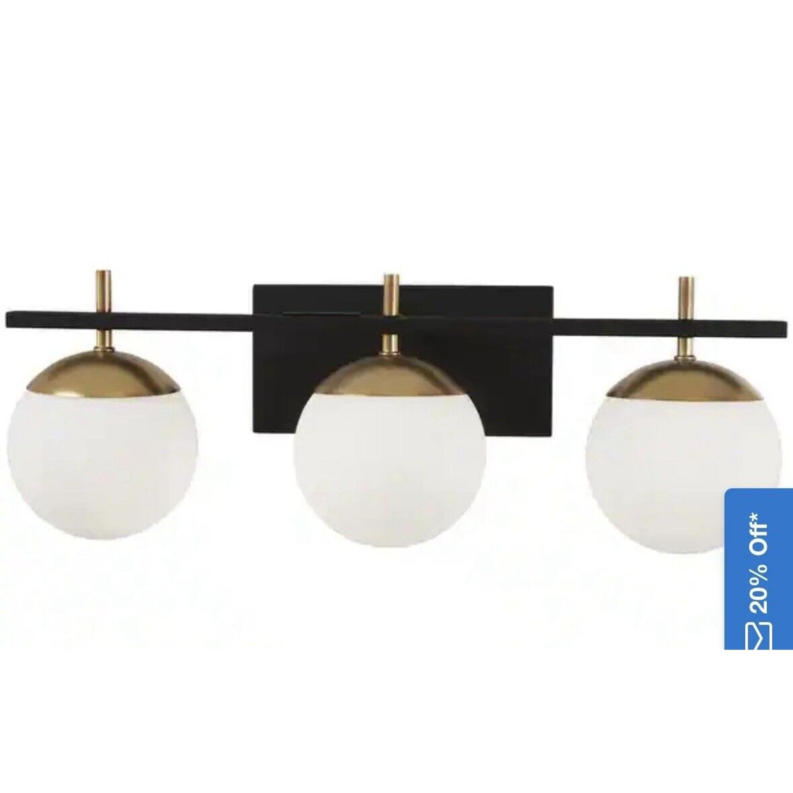 George Kovacs Weathered Black Autumn Gold Accents Etched Opal Glass Vanity Light
