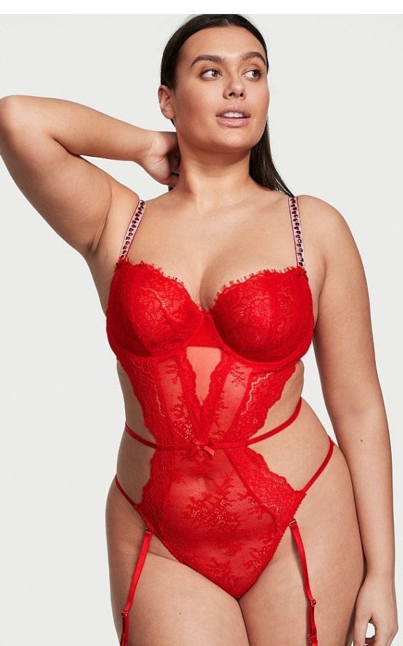 NWT Wicked Unlined Shine Strap Garter Teddy