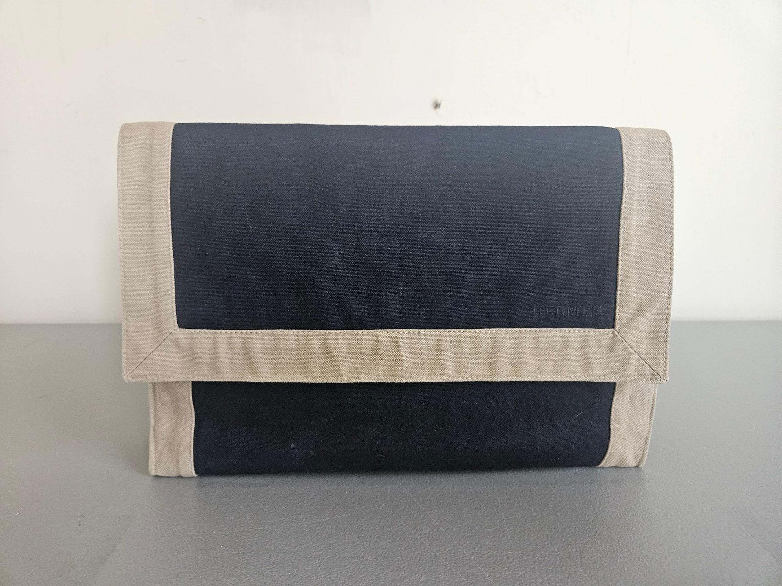 Hermes Paris Tapis de Selle Canvas Clutch Bag