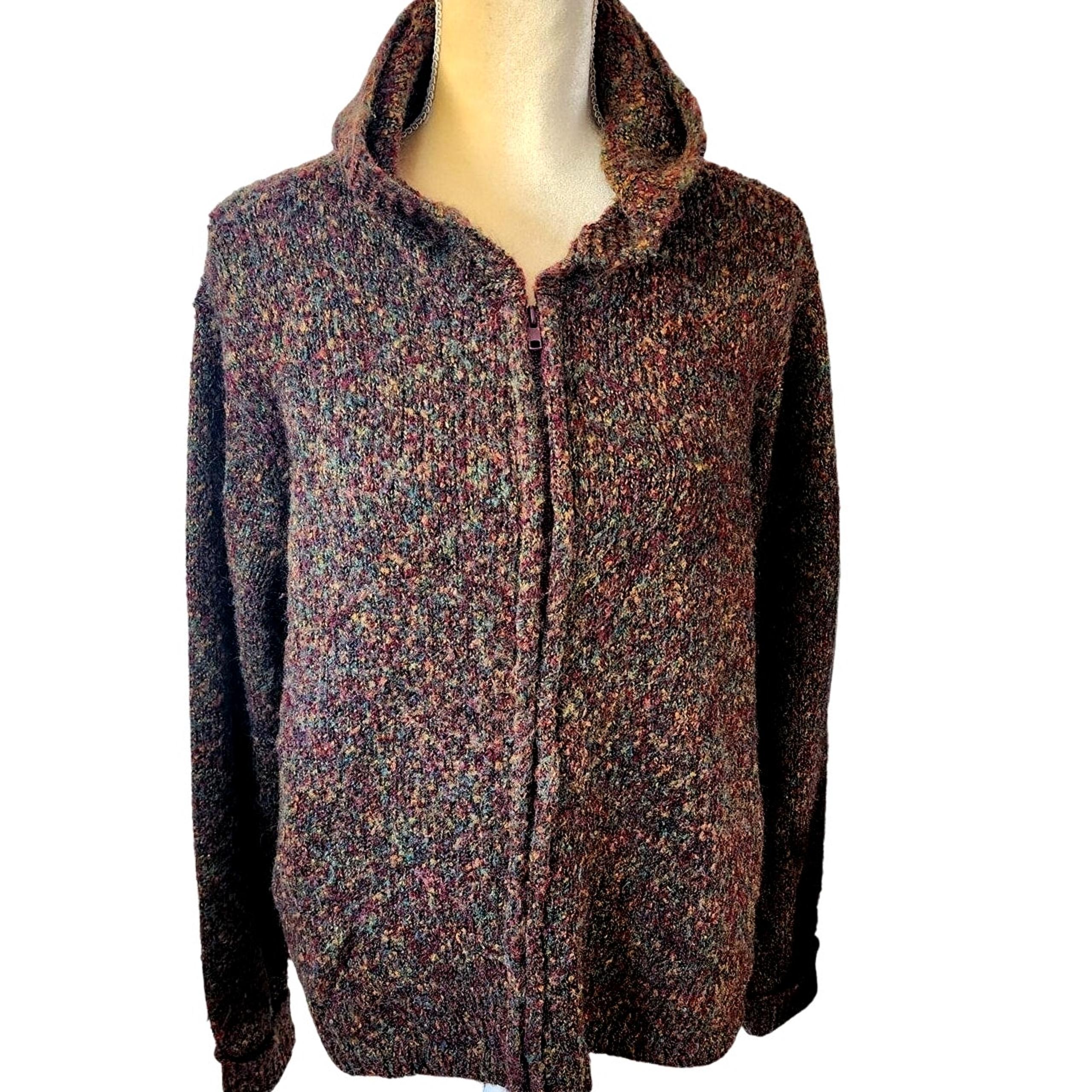 Venezia Jeans Multicolored Full Zip Ramie Blend Hooded Sweater Plus 18/20