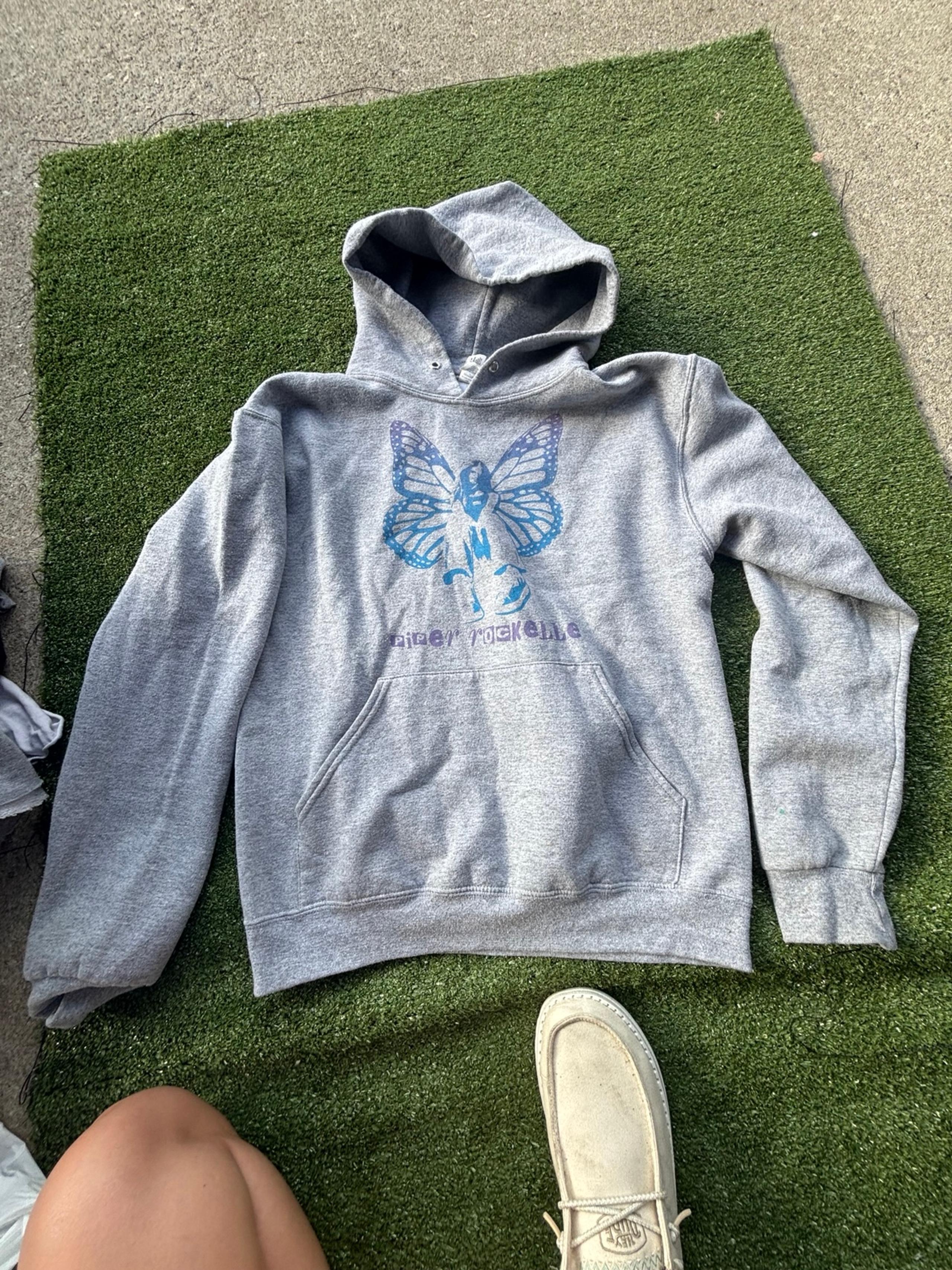 Grey and blue piper rochelle butterfly tour hoodie from 2021 size small