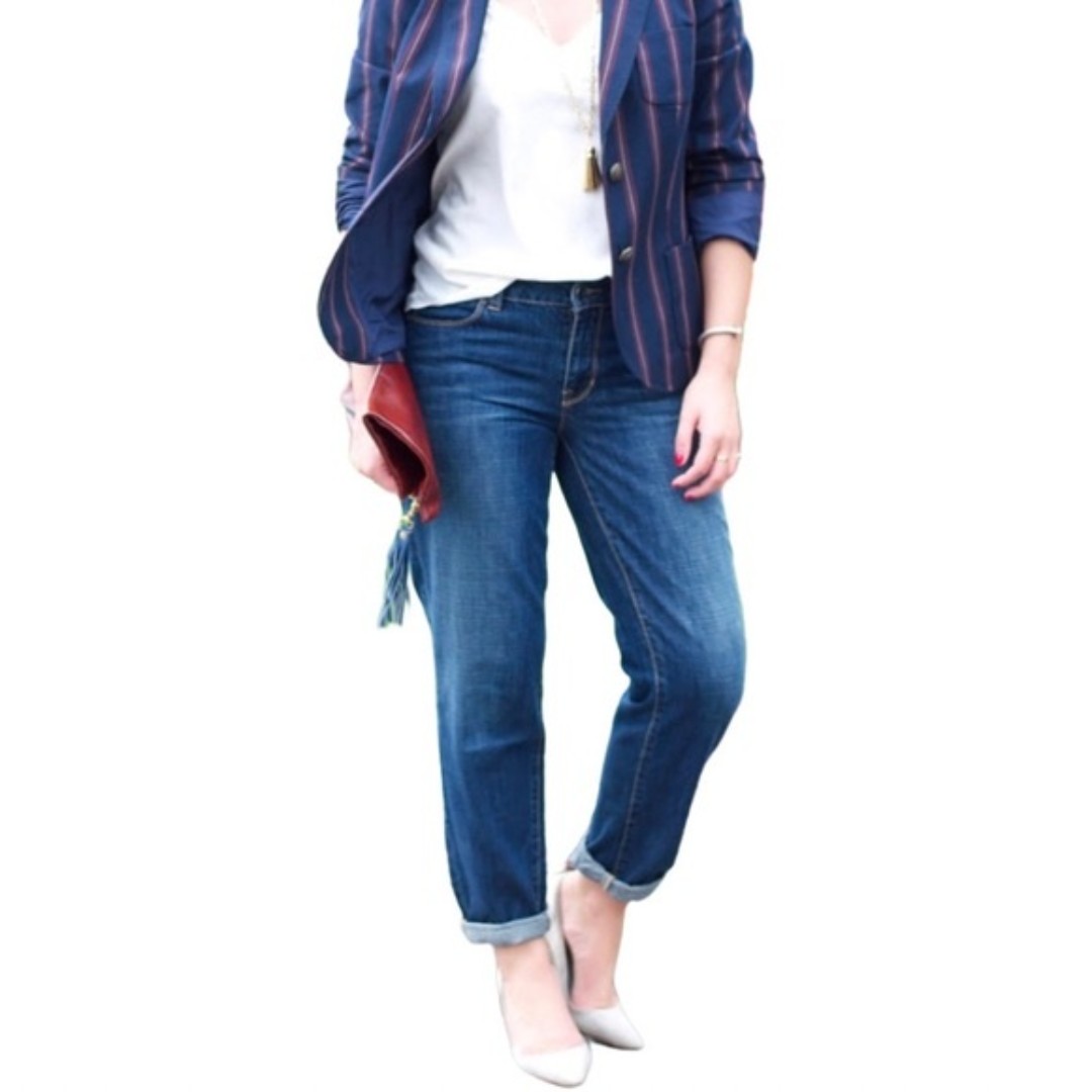 Talbots simply flattering 5 pocket boyfriend jeans size 6 medium/dark wash EUC