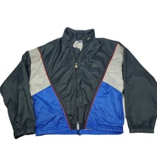 Vintage 90's Asics Black Blue Silver Wind Breaker Track Jacket
