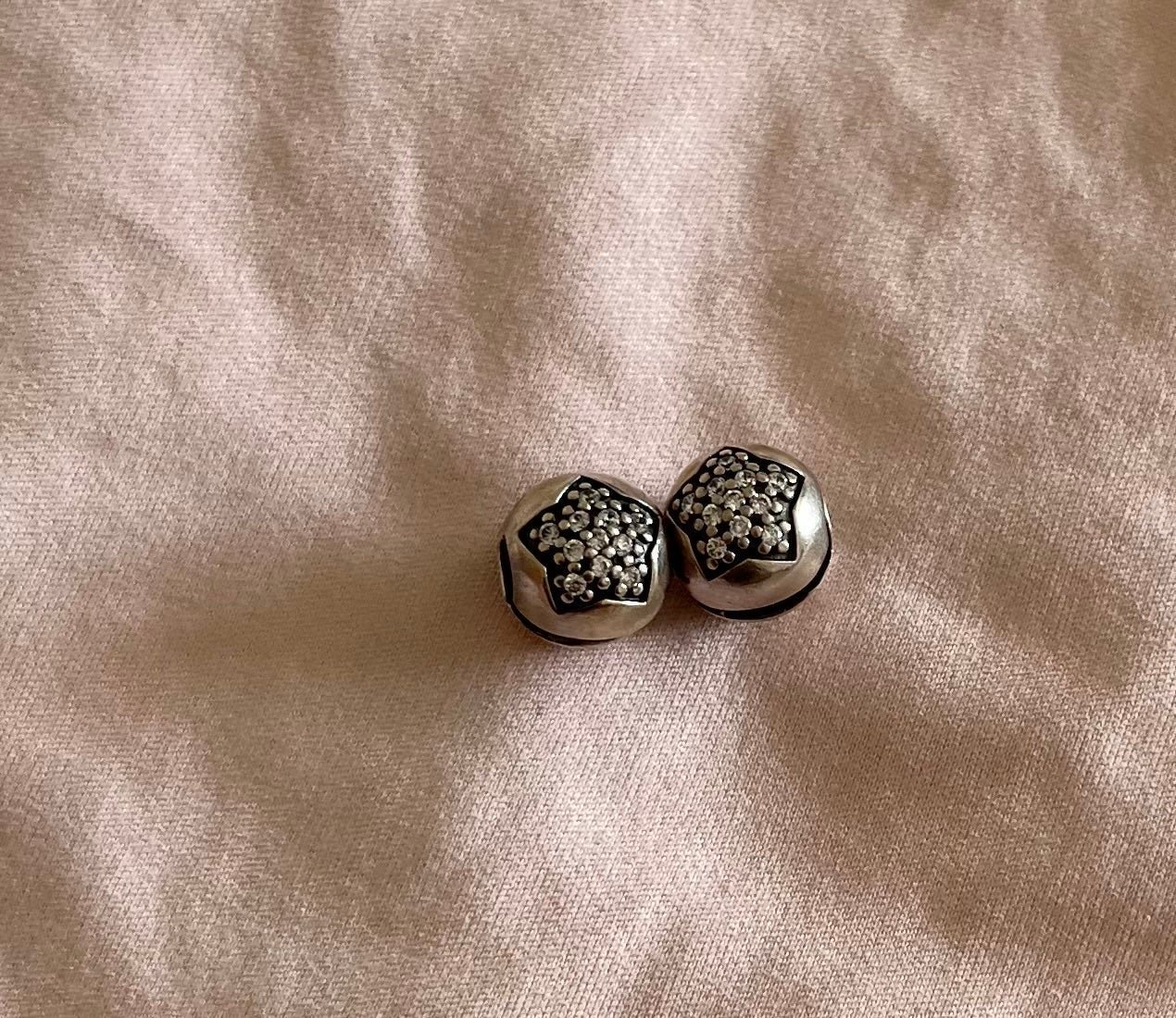 Pandora Pair of You're A Star Clip CZ Sterling Silver Bead Charm Two Pcs