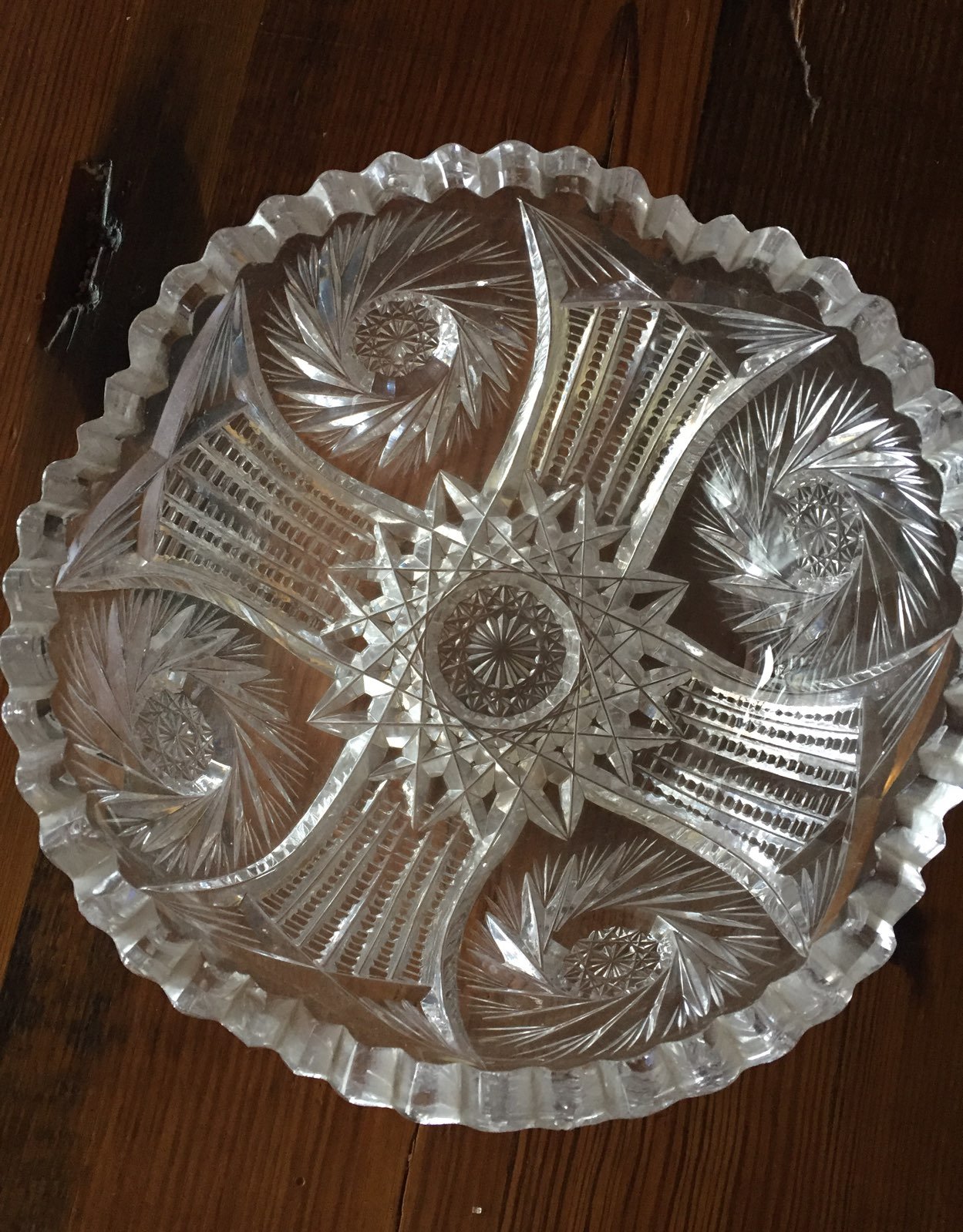 Pinwheel cut glass antique bowl