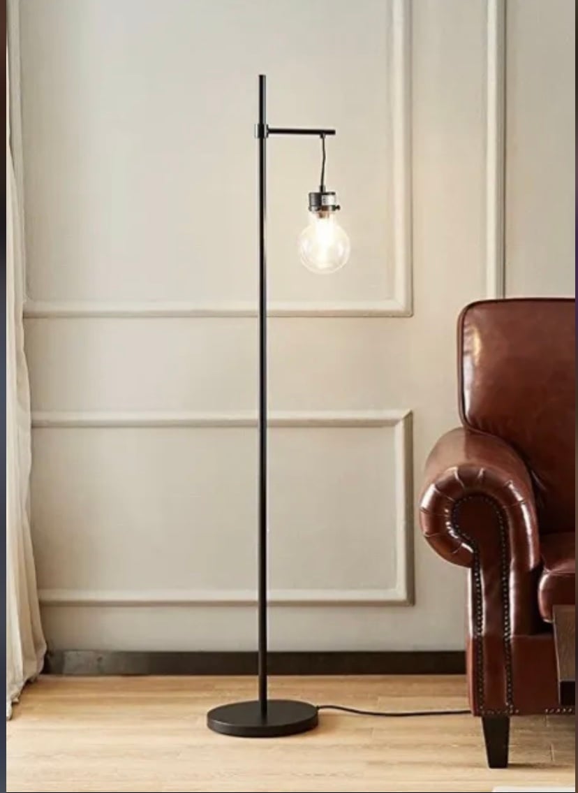 Industrial Floor Lamp with Bulb,Metal Standing Lamp, On/Off Footswitch
