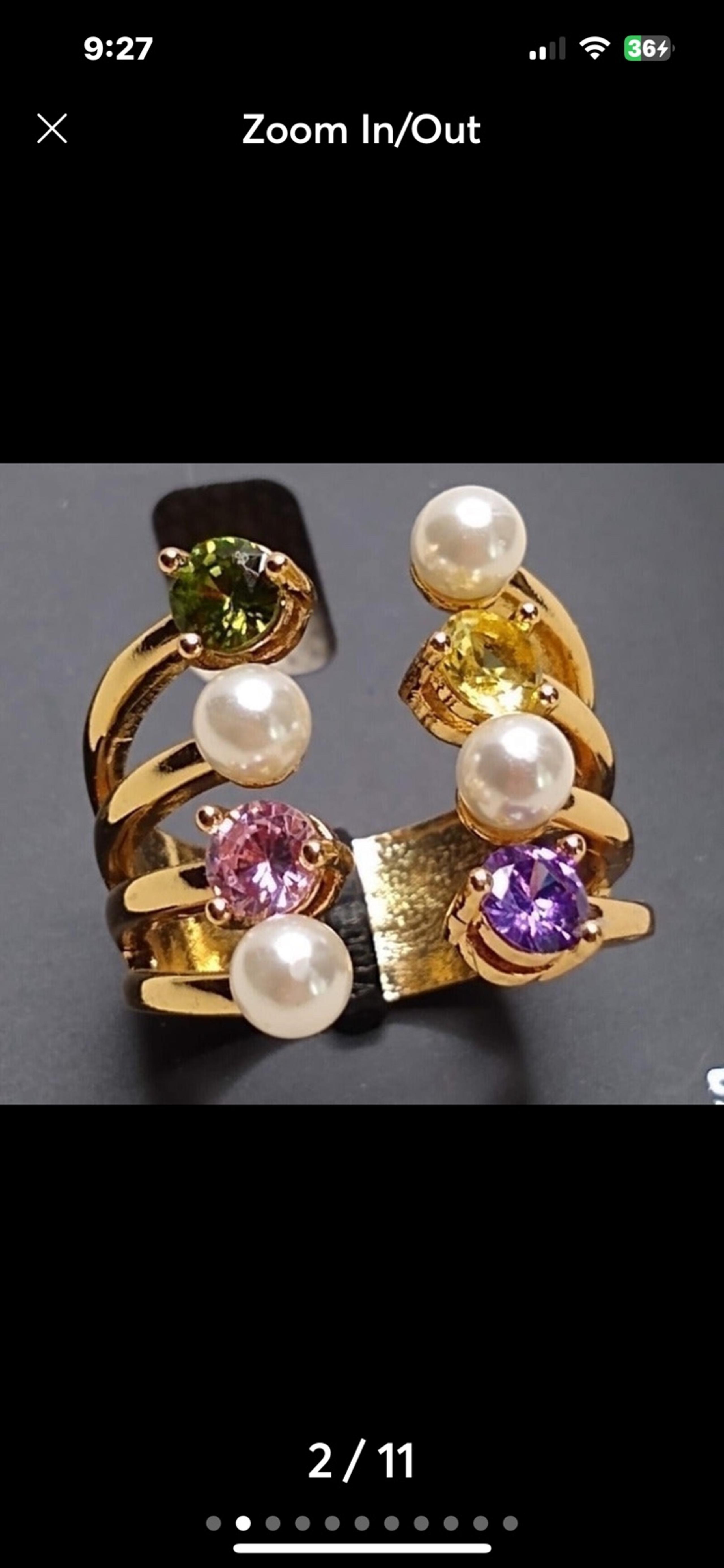 INC Pillar Ring Beautiful Stones* size 8/9