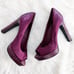 Tory Burch Burgundy Satin Snakeskin Peep Toe Platform Heels
