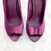 Tory Burch Burgundy Satin Snakeskin Peep Toe Platform Heels