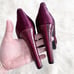 Tory Burch Burgundy Satin Snakeskin Peep Toe Platform Heels