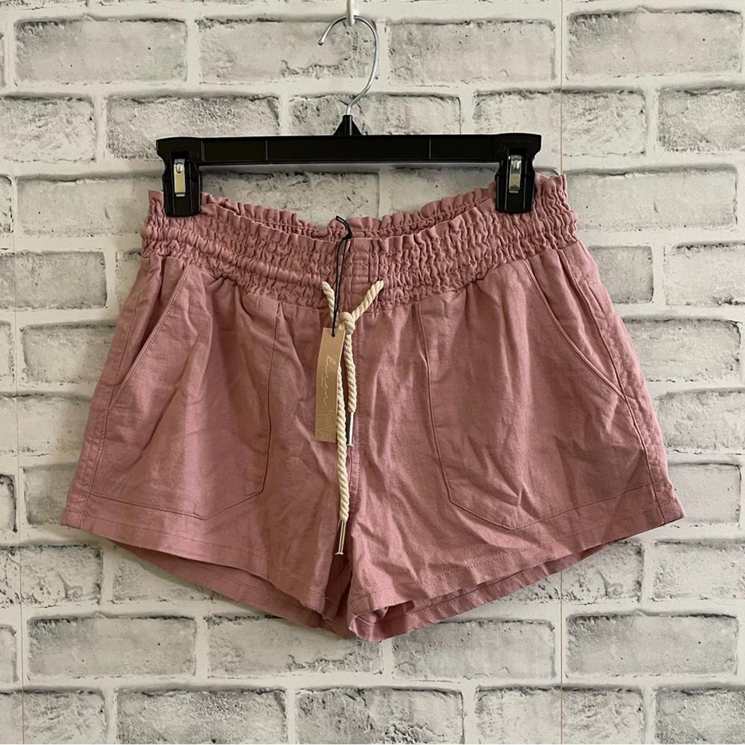 NWT! Womens Love Tree pink blush linen blend shorts size Small