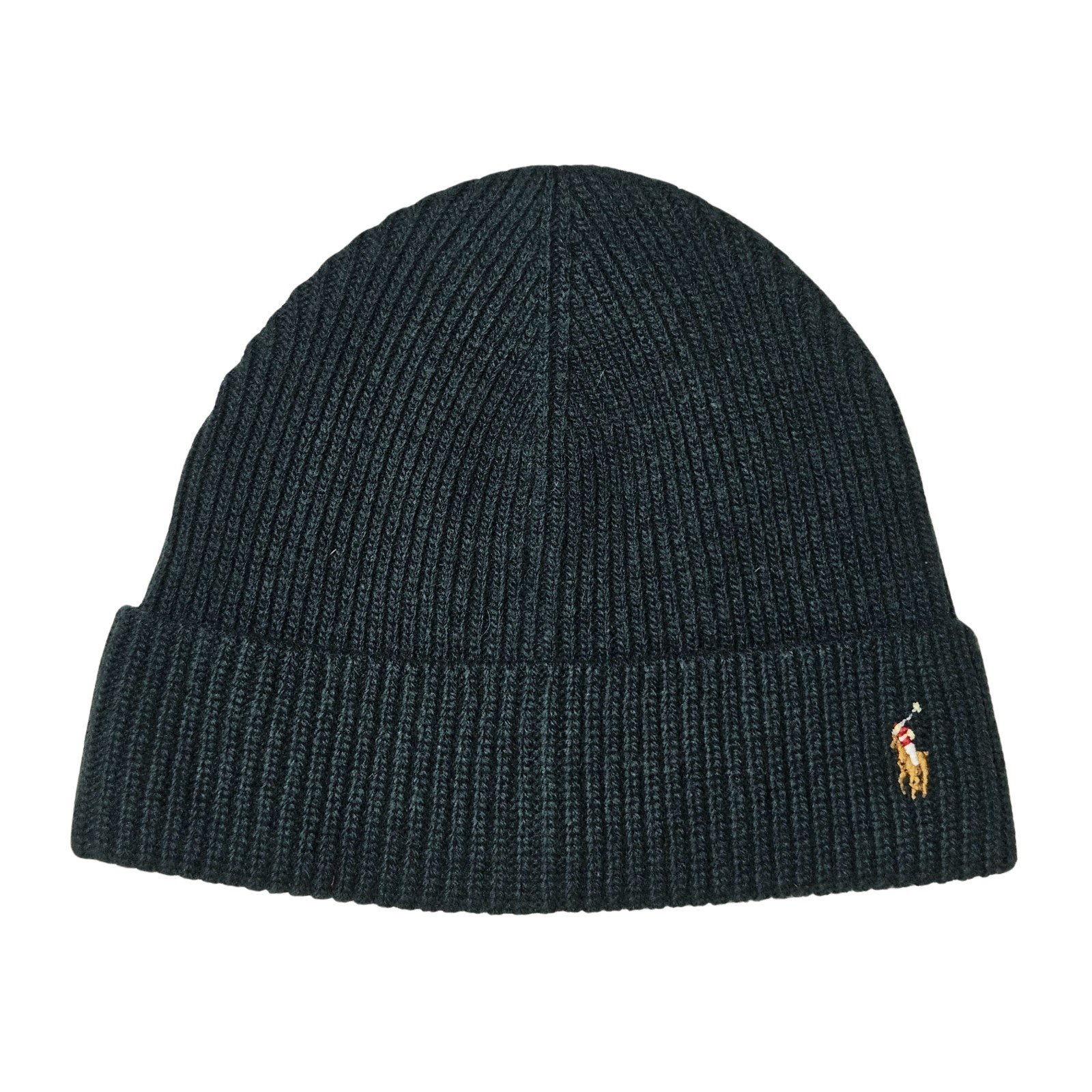 Polo Ralph Lauren Hat Beanie College Green Polo Player Cuffed Wool Blend Preppy