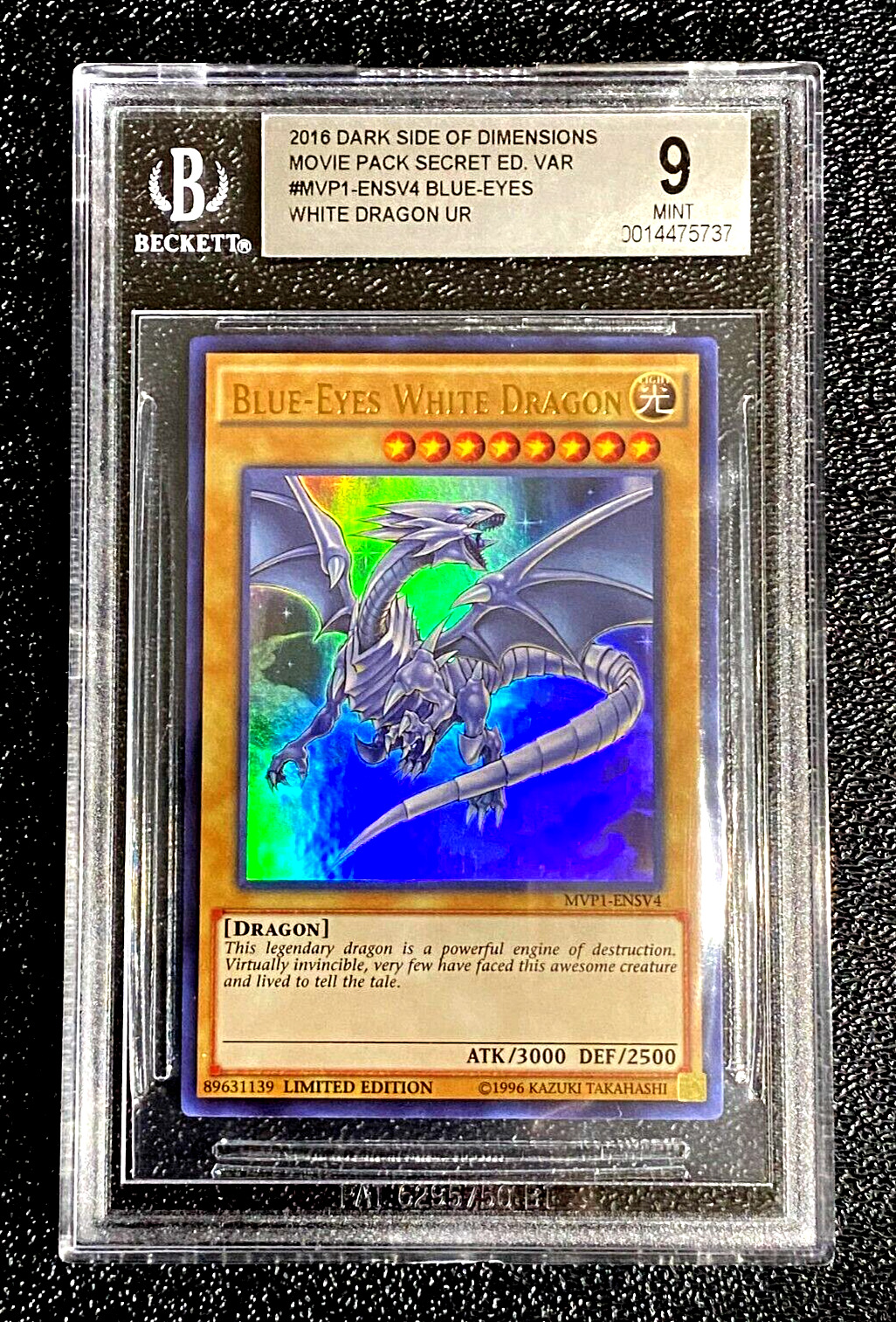 2016 SECRET EDITION BGS 9 MINT MVP1-ENSV4 BLUE EYES WHITE DRAGON MOVIE PACK DSOD