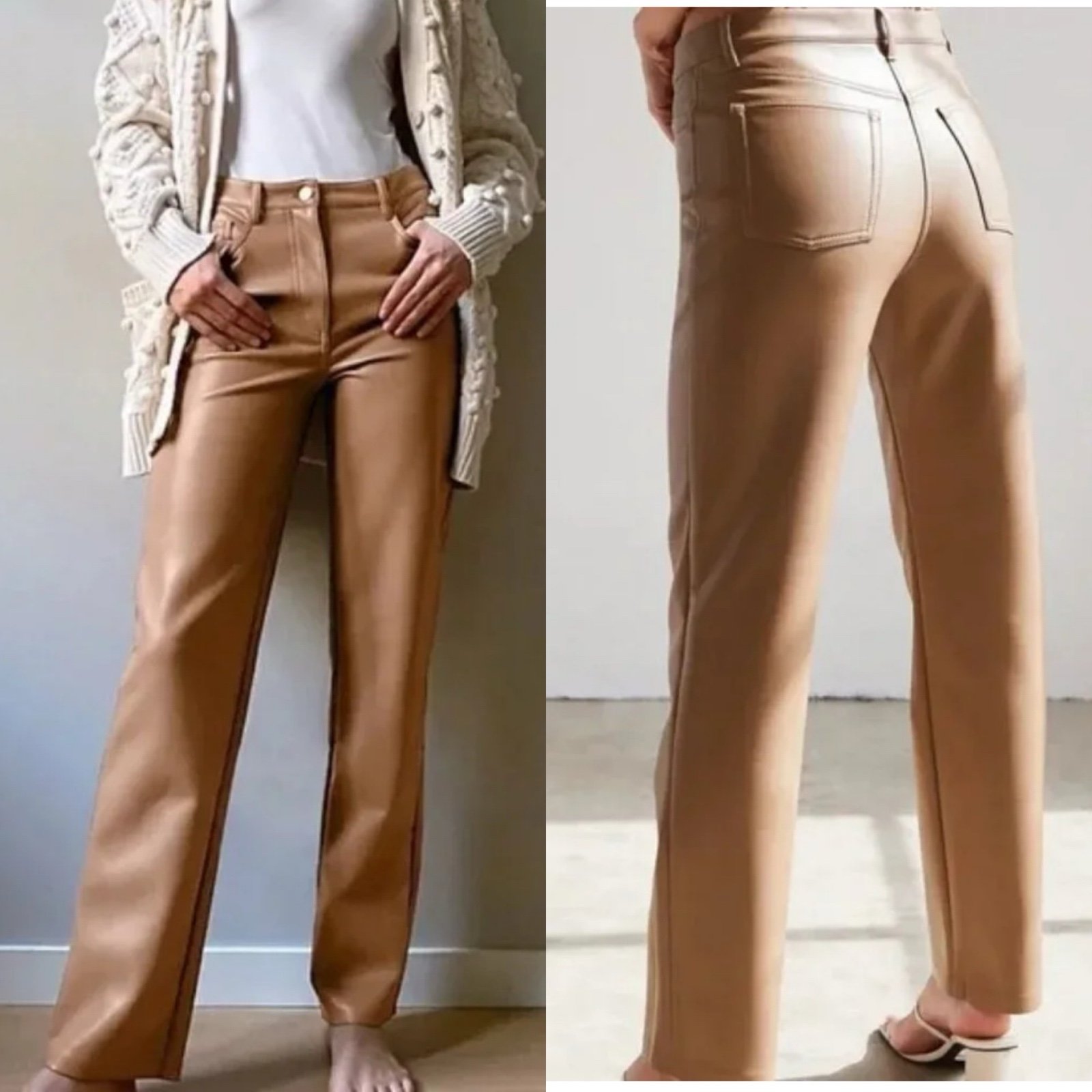 Aritzia Wilfred Melina Vegan Leather Pants Constant Camel size 0