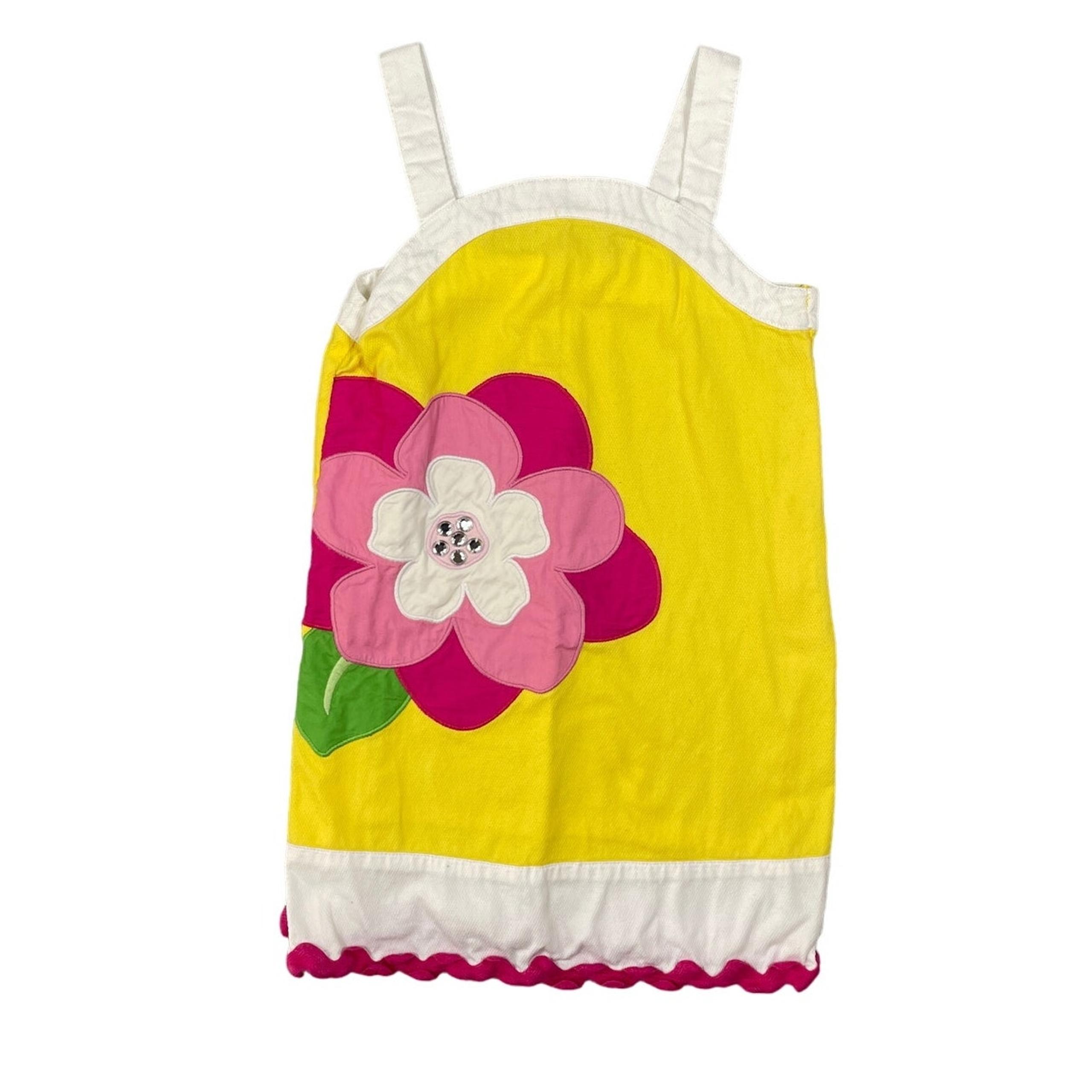 Gymboree Girls Size 5 Sleeveless Yellow Dress Pink Floral Sundress