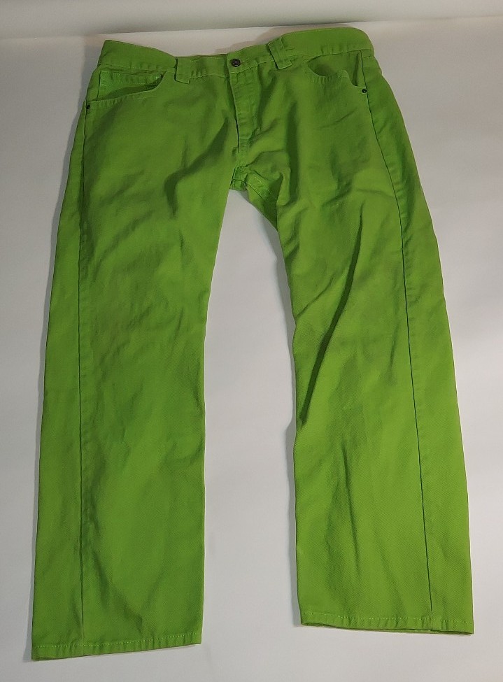 Men’s Vintage Y2K Pelle Pelle Denim Wide Lime Green Jeans Size 42x34