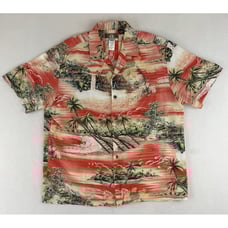 KALAHEO Hawaii USA Made Aloha Short Sleeve Palm Waterfall Colorful Shirt Size XL