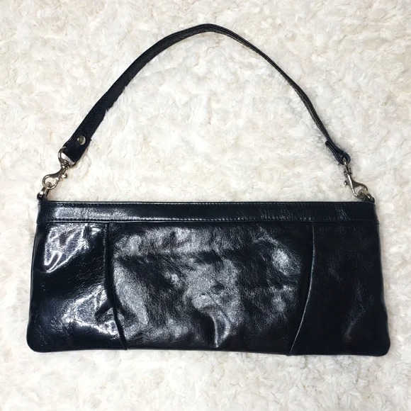 Black Leather Purse W/ Pink & Green Paisley Lining