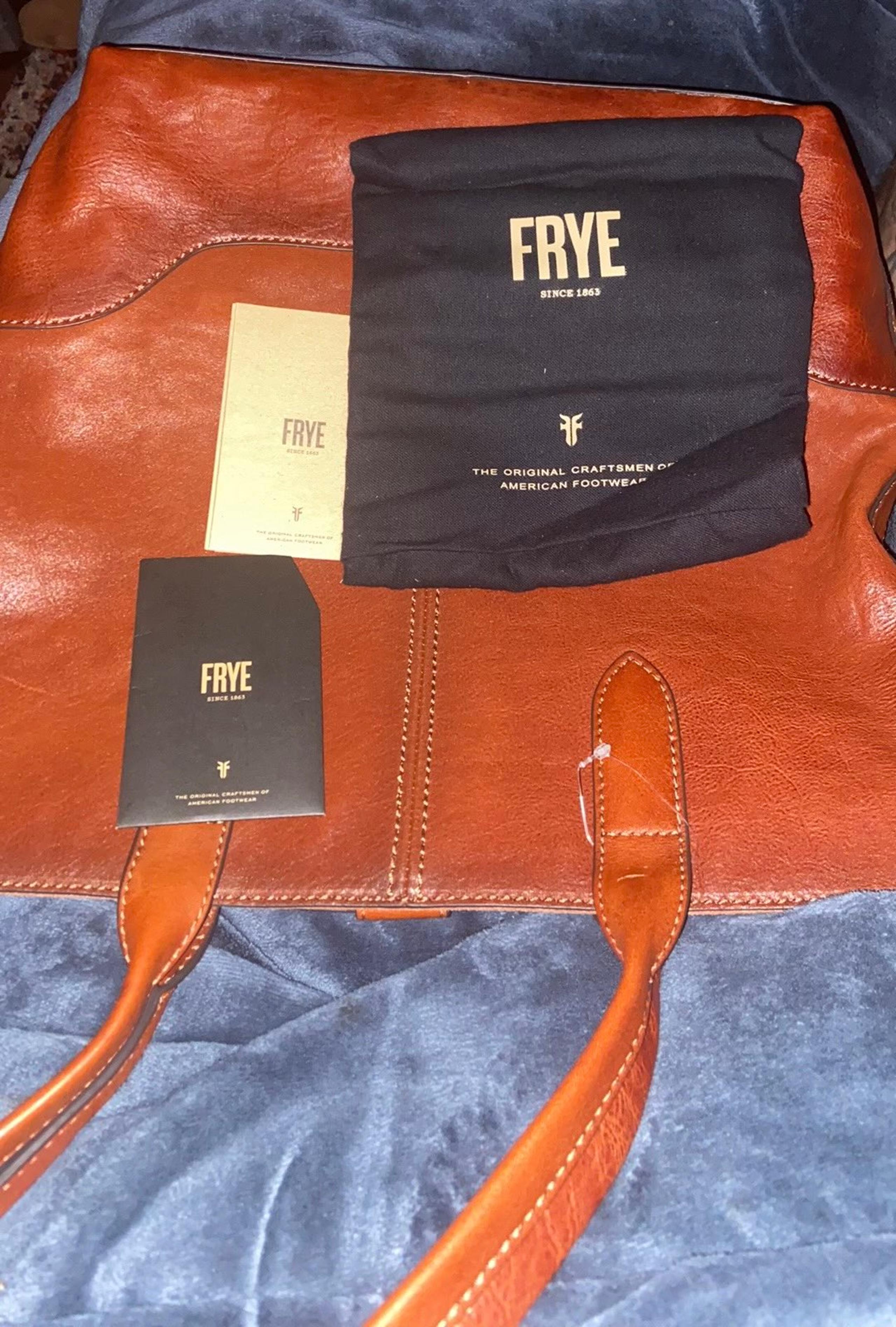 FRYE LEATHE RING TOTE COGNAC