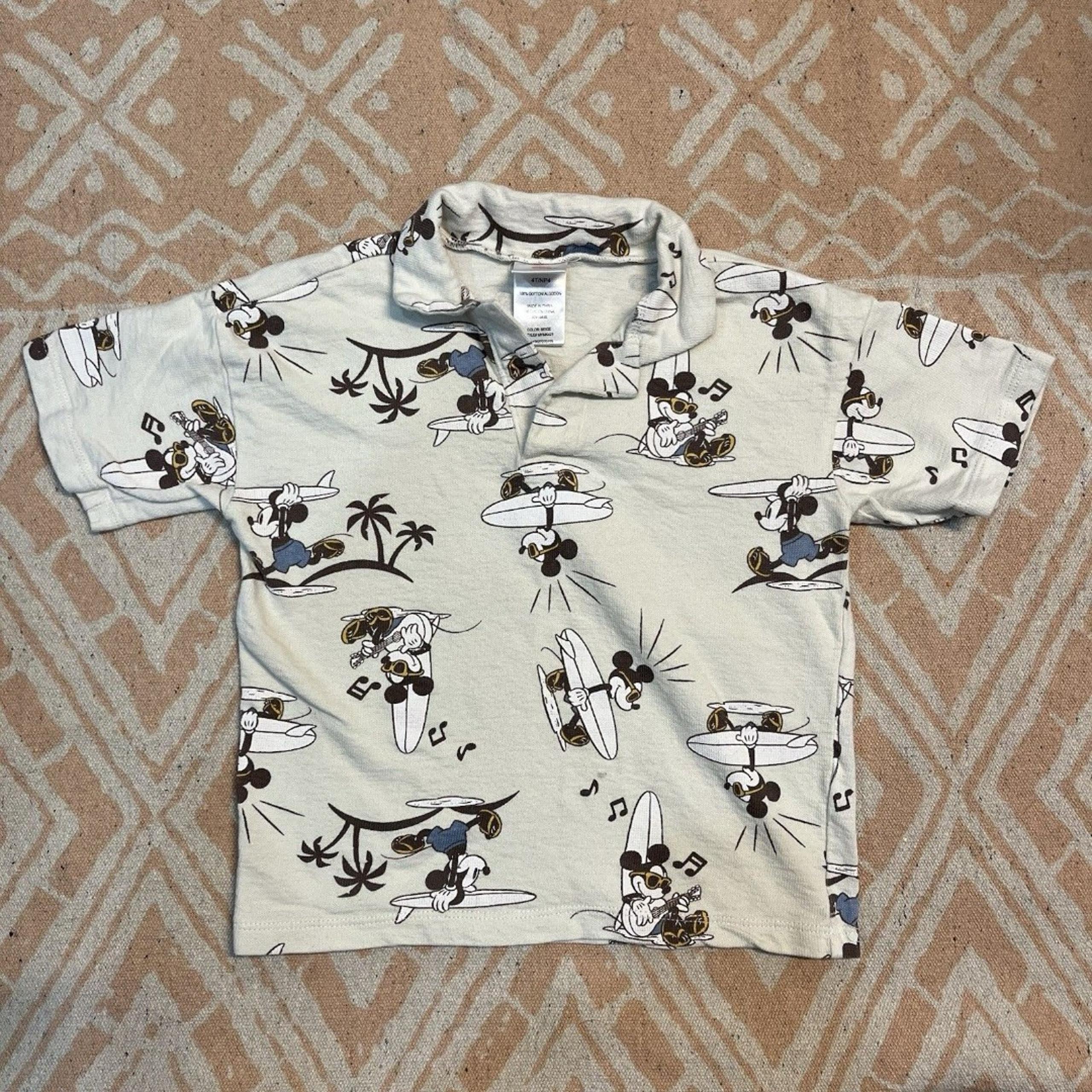 Disney Junior Mickey Mouse Collared Boys Toddler Polo Shirt 4T Summer Beach