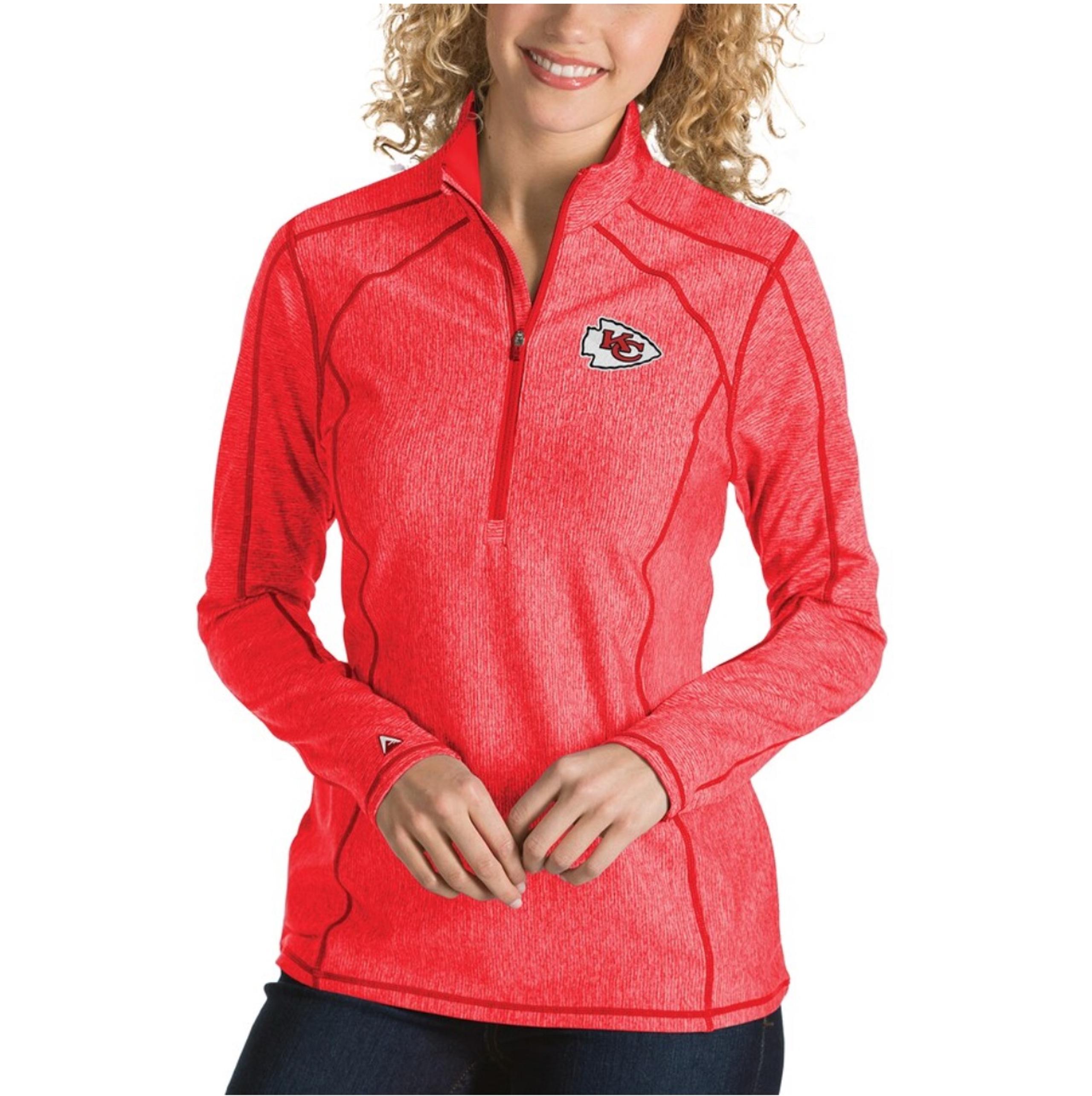 Women's Antigua Heather Red Kansas City Chiefs Tempo Desert Dry Quarter-Zip MED