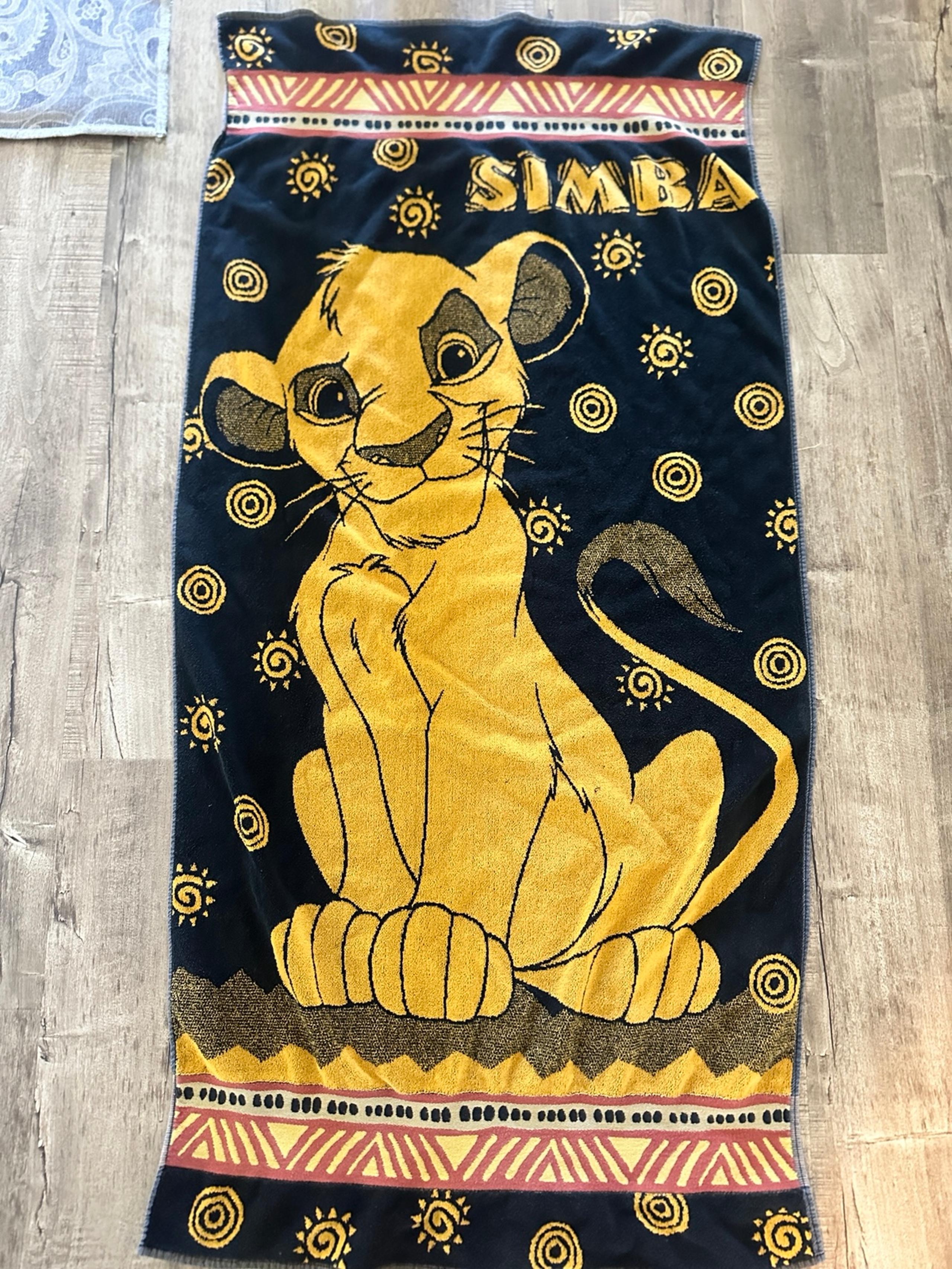 Vintage Disney The Lion King Simba Bath Beach Towel 29”x60” Made In Brazil RARE