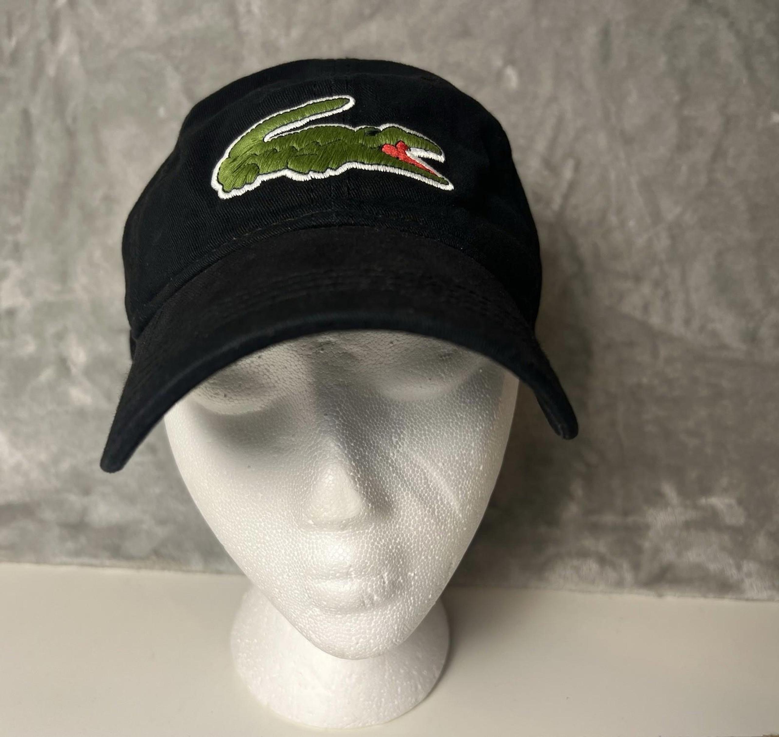 Hat Mens Black Large Logo Embroidery Adjustable Baseball Cap Golf OS - Lacoste