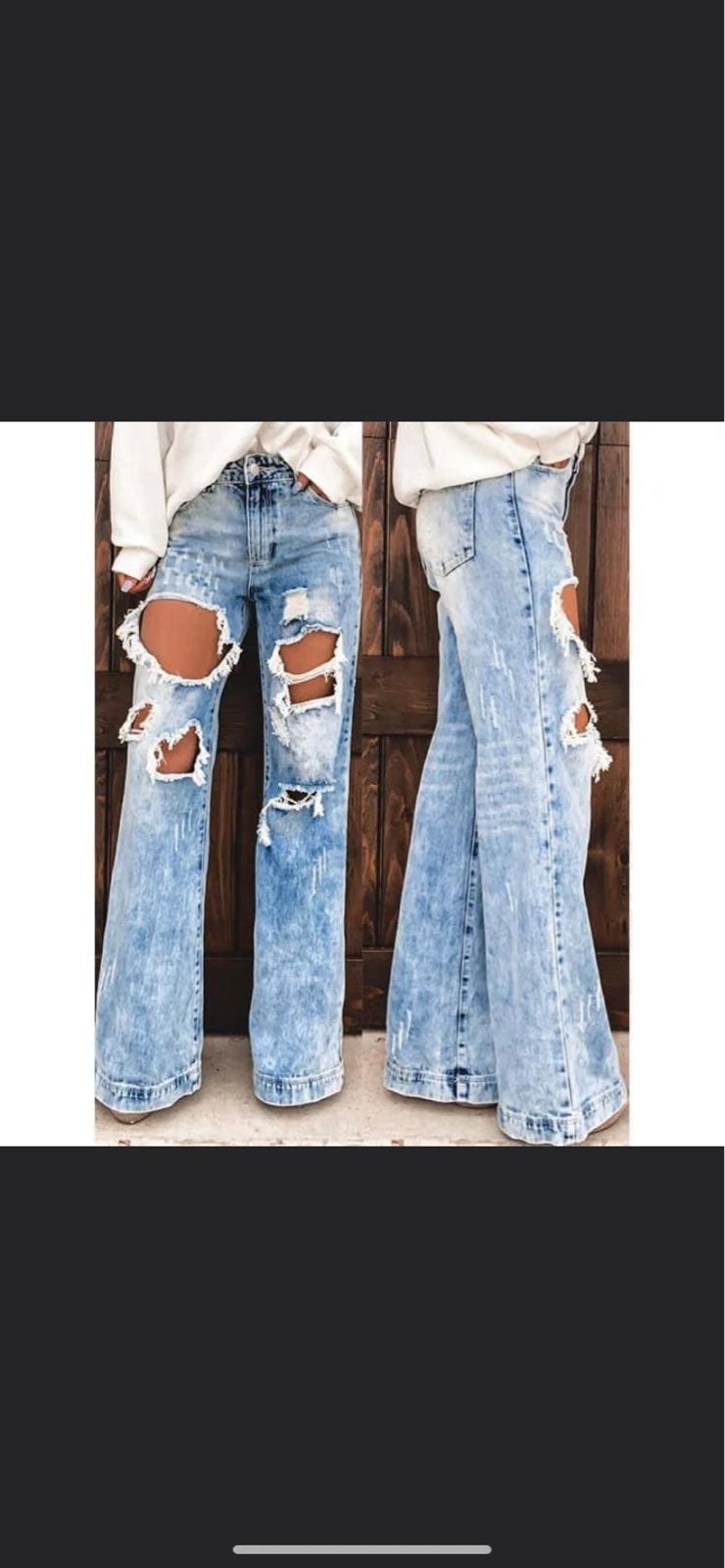 distressed flare jeans