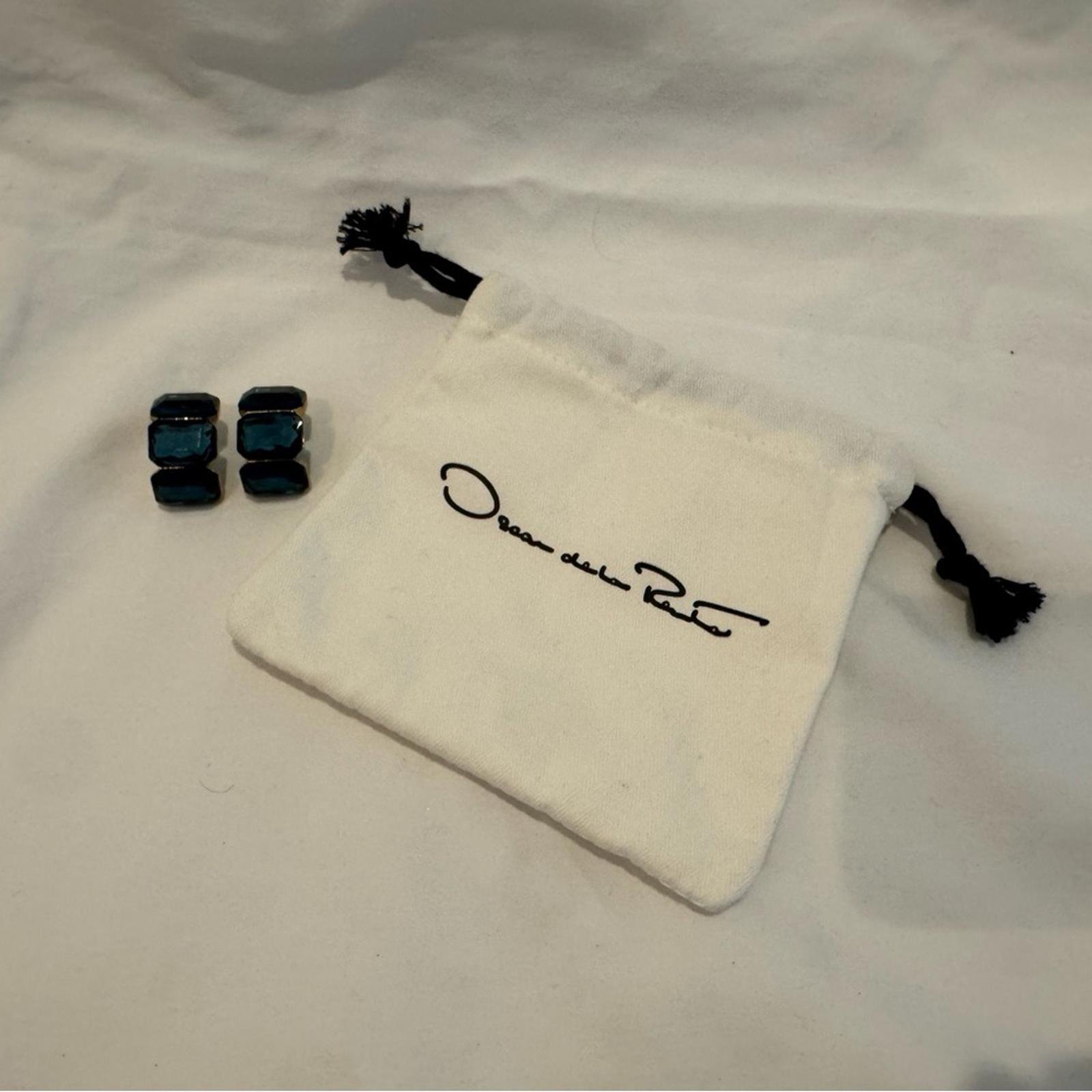 Oscar de la Renta Blue Crystal Earrings