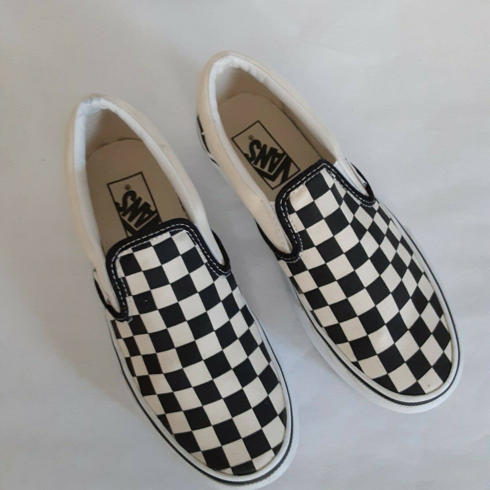 Vans Classic Black/Cream Checkered Canvas, Unisex sz 4.5/6,Off The Wall