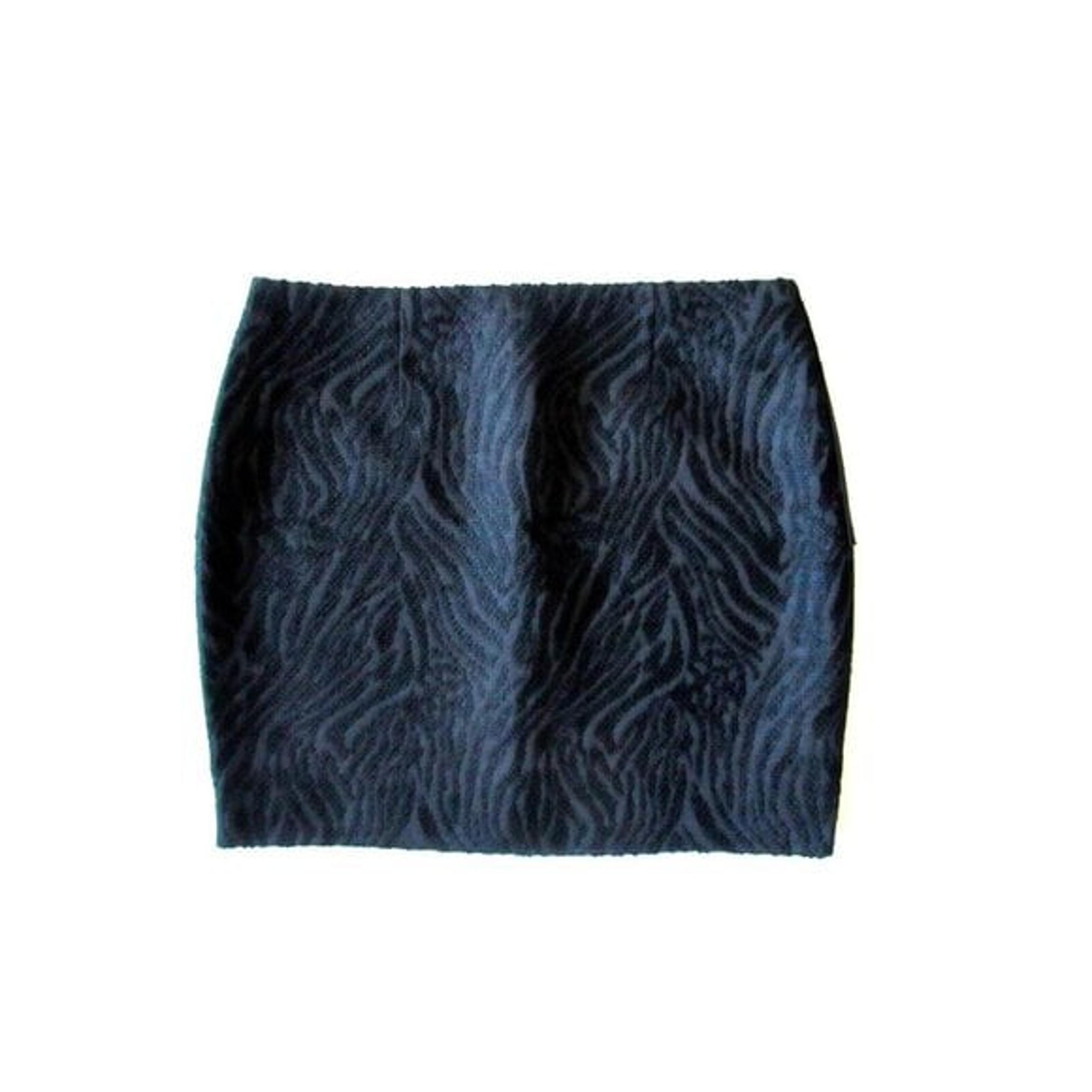 TAHARI Black Zebra Animal Jacquard Textured Exposed Side Zip Mini Skirt 2