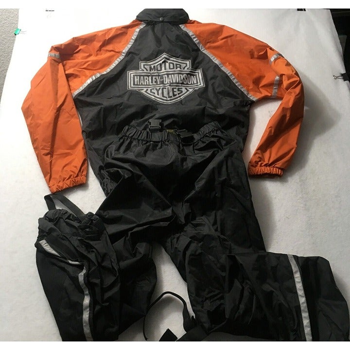 Harley Davidson Xs Nylon Jacket Reflectorize Orange Black With Matching Pants