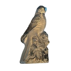 Vintage Viking Glass Clear Crystal Parrot Figurine Paperweight MCM Decorative
