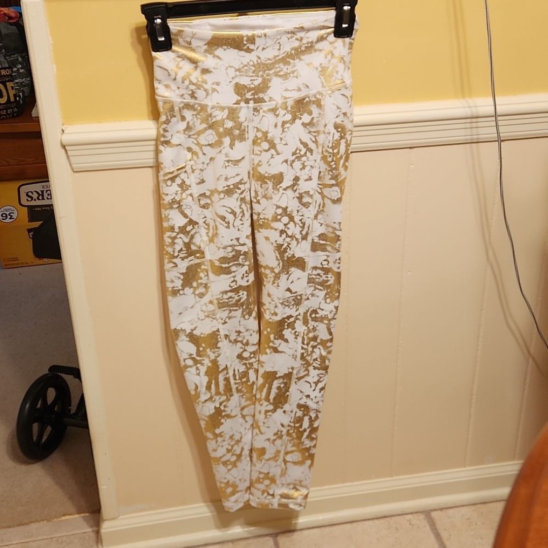 Lilly Pulitzer Luxletic High-Rise Leggings in Gold Shoreline Foil Size XXS