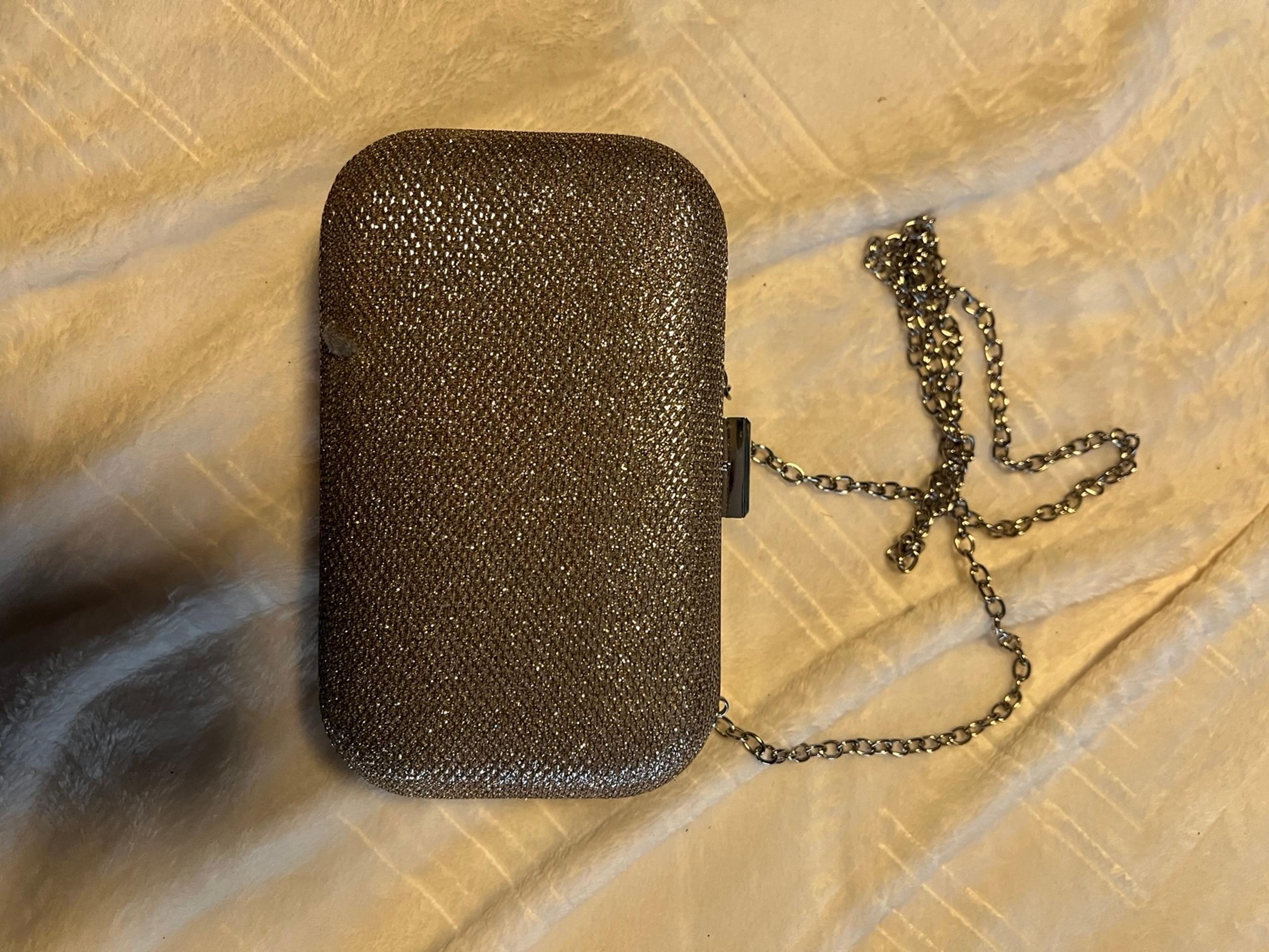 Jessica McClintock Gold Sparkle Bag with Chain Strap