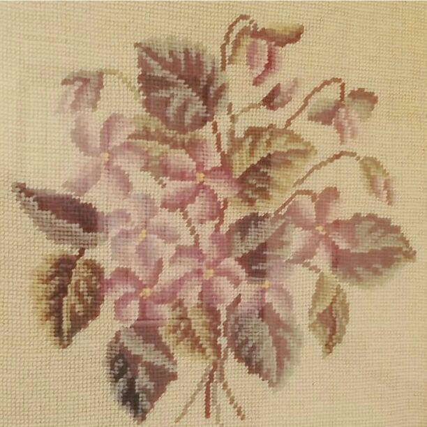 SALE Needle point of purple violets