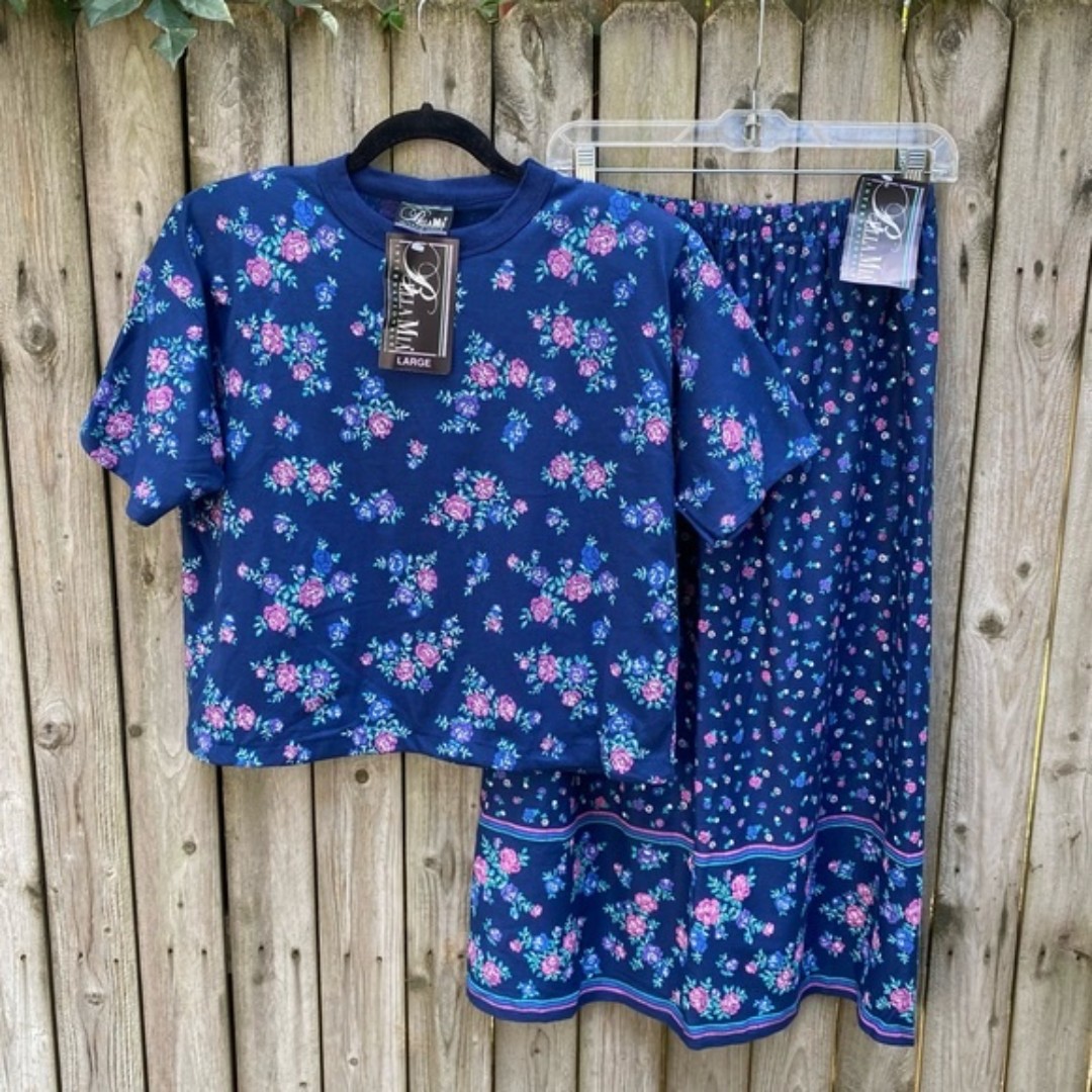 New Vintage Bella Mia Maxi Skirt Shirt Set Large