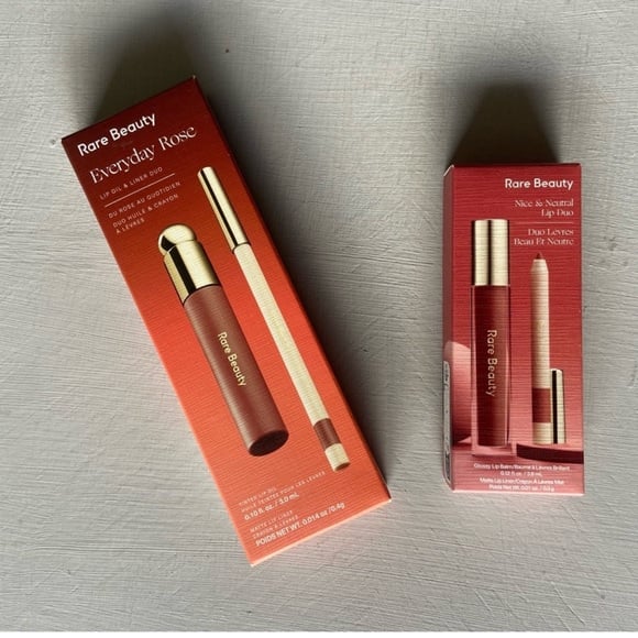 NWT Rare Beauty Everyday Rose Lip Oil & Lip Liner Duo + Nice & Neutral