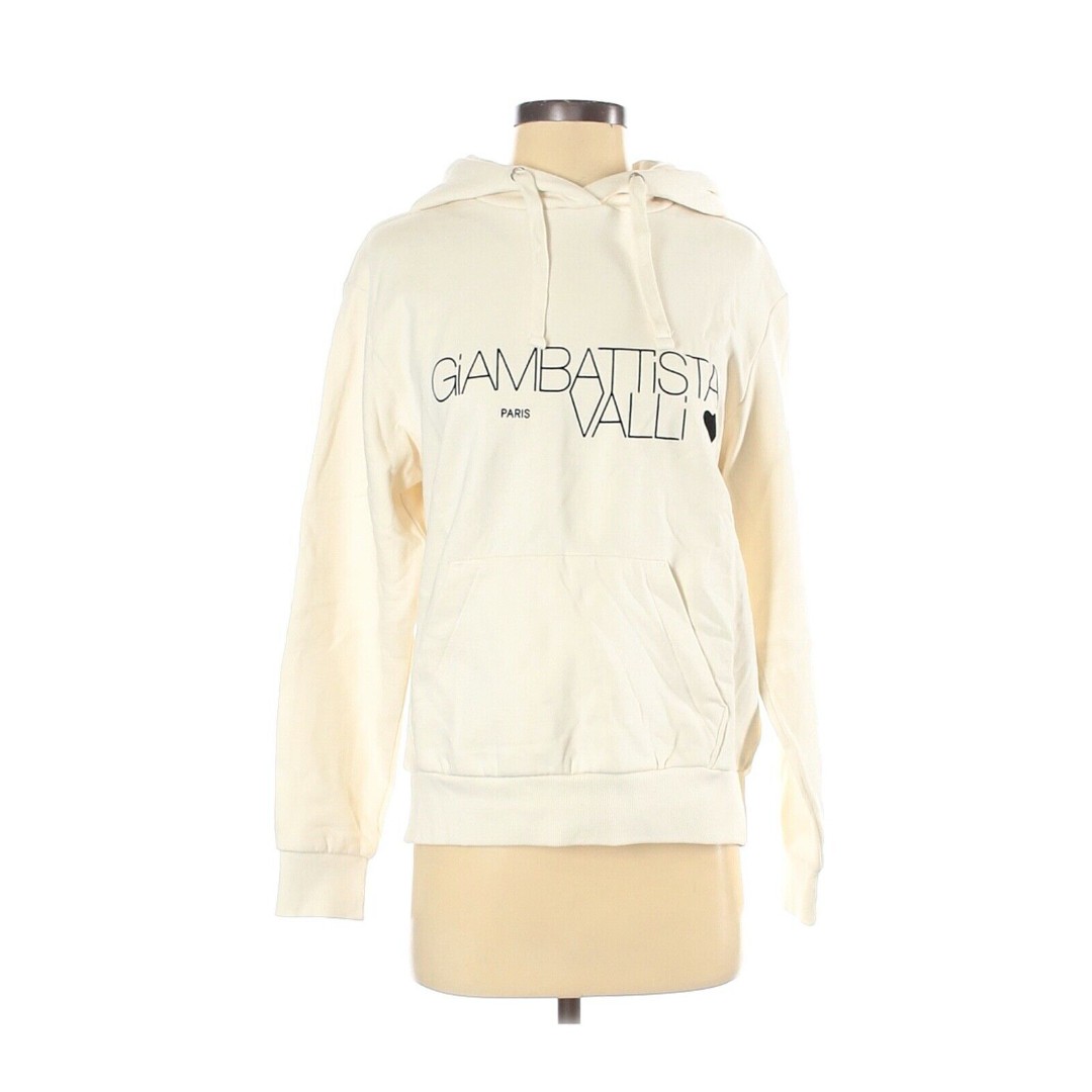 2019 GIAMBATTISTA VALLI x H&M Ivory Flock Print Hooded Sweatshirt - S