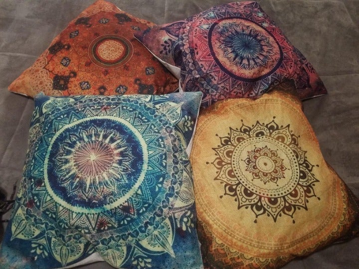 (Only Covers) Set of 4 Throw Pillow Covers Floral Printed Pillow Case 18x18 inch