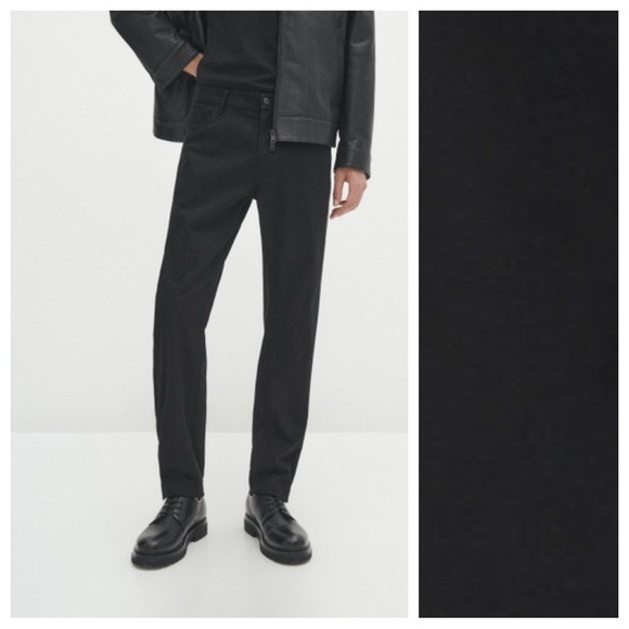NWT. Massimo Dutti Black Brushed Cotton Slim Fit Denim Trousers. Size 32.