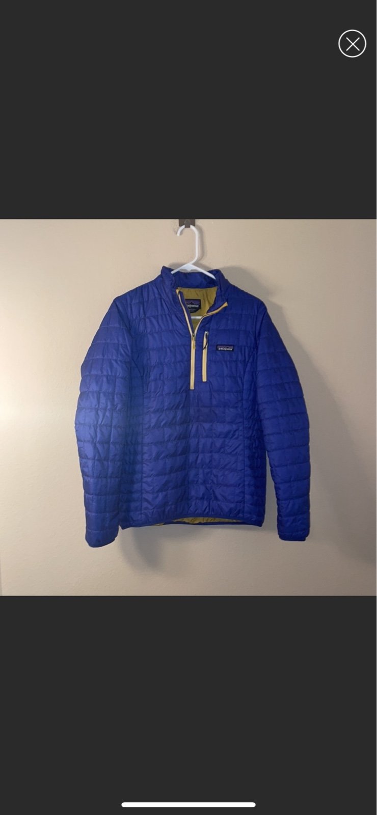 Patagonia womens nano puff pullover blue yellow