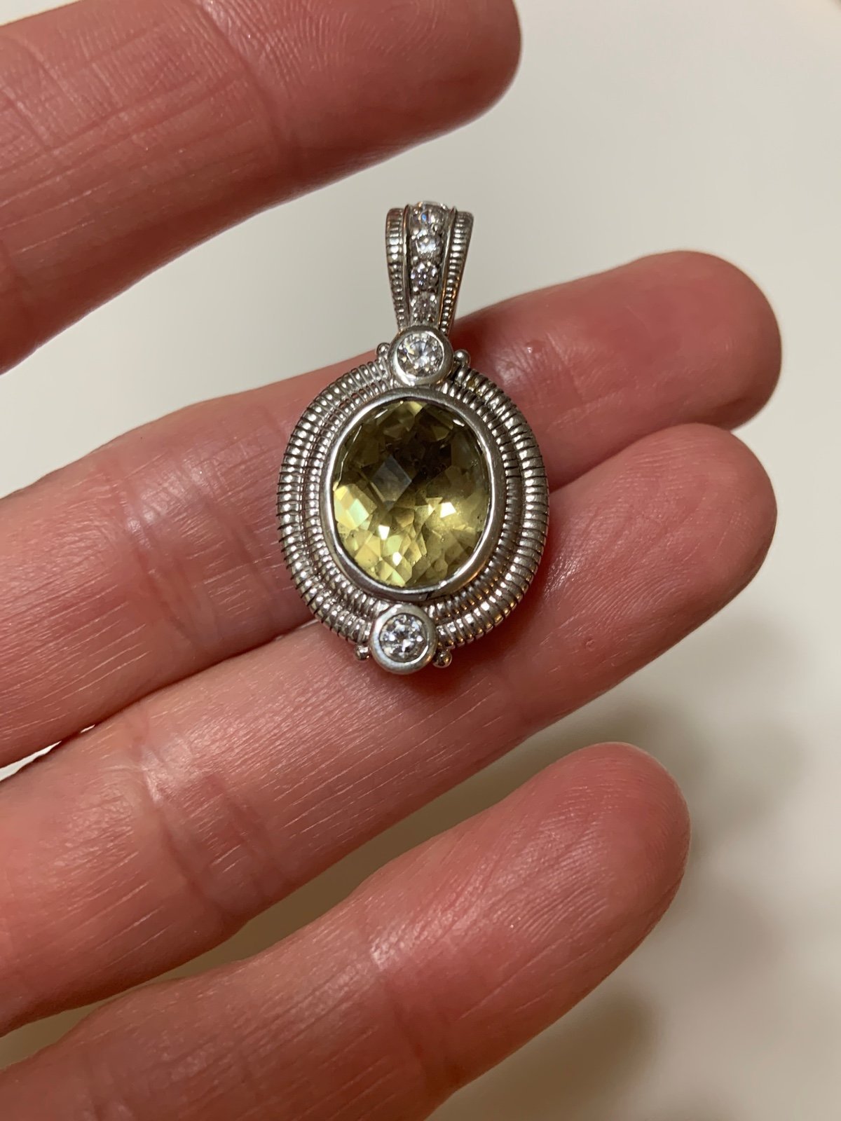 Judith Ripka enhancer / pendant lemon quartz