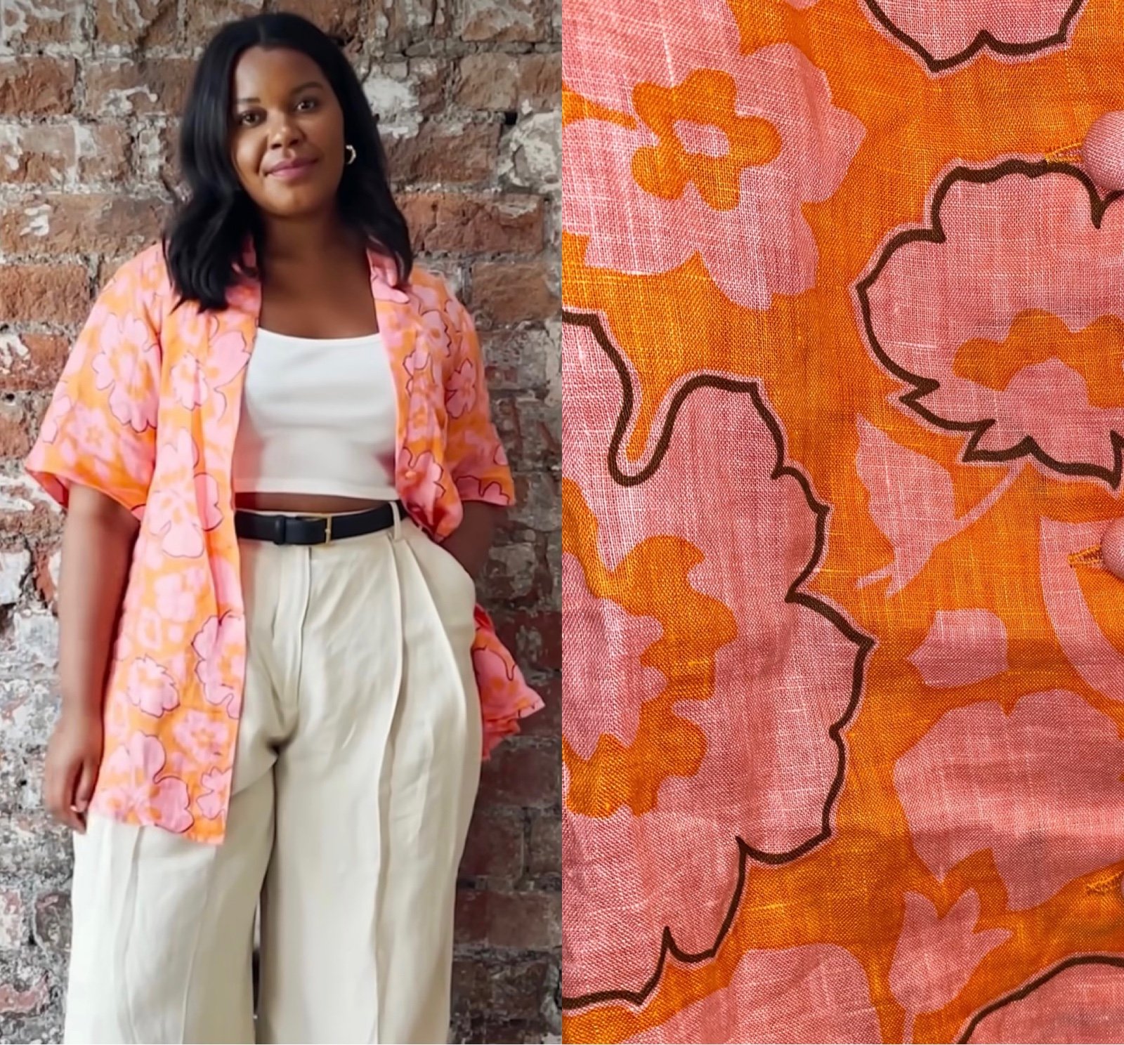 NWT 189 Anthropologie x Faithfull The Brand Dylla Printed Linen Button-Down M