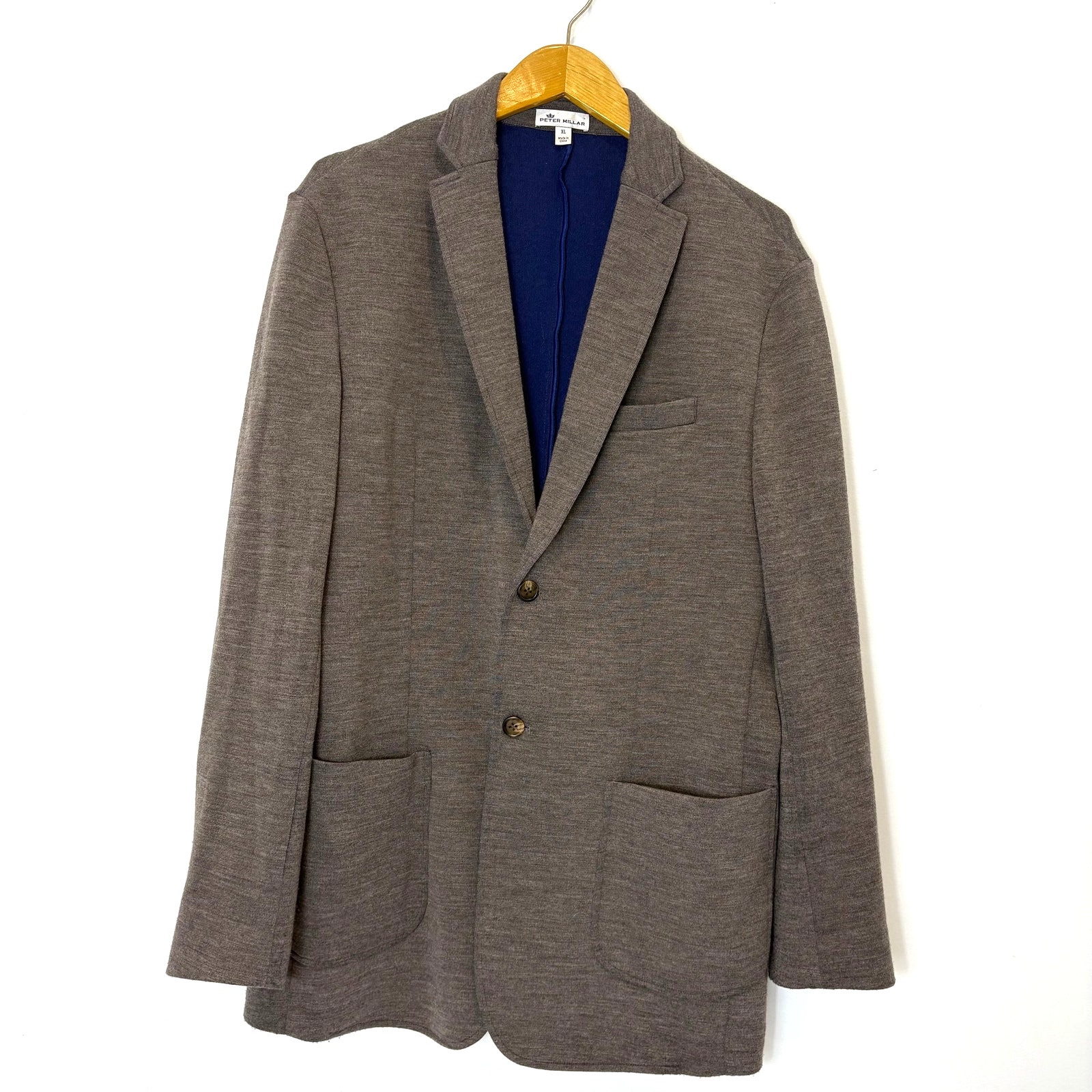 Peter Millar - Soft Knit Wool Blend Sweater Blazer-Heather Brown- Men's XL