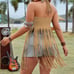 Sexy plus size tan fringe top sz 20/4x