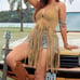 Sexy plus size tan fringe top sz 20/4x
