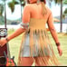 Sexy plus size tan fringe top sz 20/4x