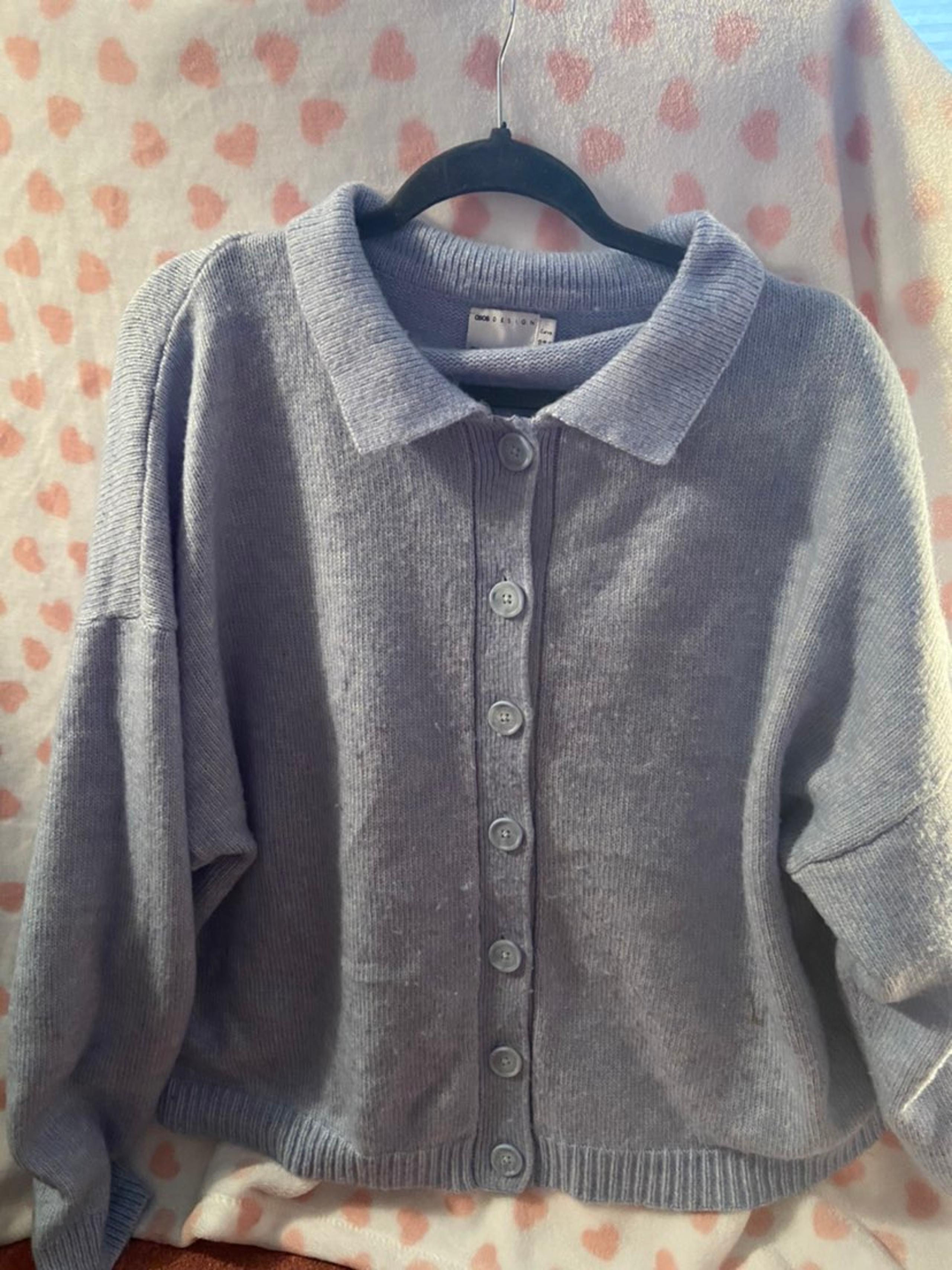 Asos Blue Collered Sweater Cardigan